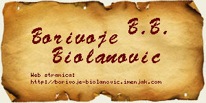 Borivoje Biolanović vizit kartica